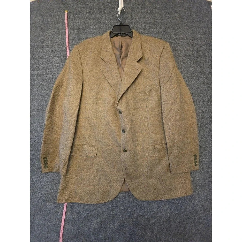 BIOS Le Collezioni Blazer Sport Coat Mens 44 Brown Wool Herringbone Tweed Jacket